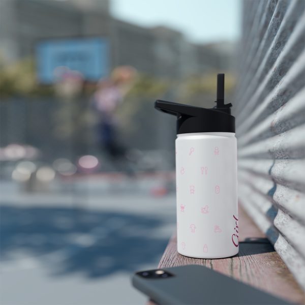 Girl Mama EST. 2023 Stainless-Steel Water Bottle with Built-In Straw: 12oz, 18oz, & 32oz - Image 13