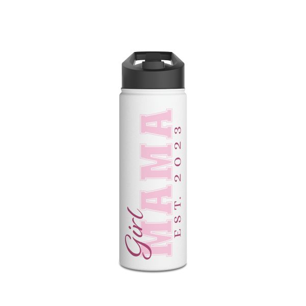 Girl Mama EST. 2023 Stainless-Steel Water Bottle with Built-In Straw: 12oz, 18oz, & 32oz