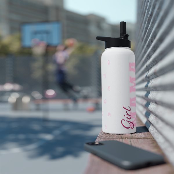 Girl Mama EST. 2023 Stainless-Steel Water Bottle with Built-In Straw: 12oz, 18oz, & 32oz - Image 20