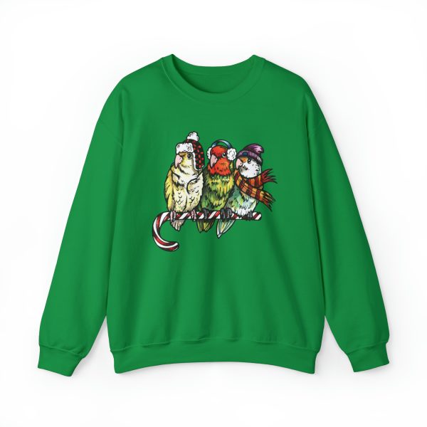 3 Lovebirds with Winter Wear, Perched on a Candy Cane Tee - Image 46