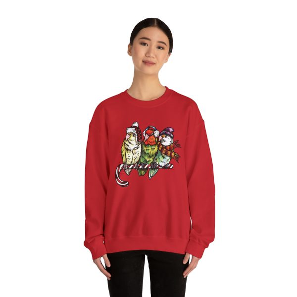 3 Lovebirds with Winter Wear, Perched on a Candy Cane Tee - Image 5