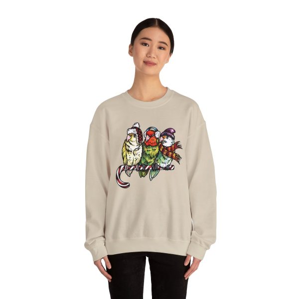 3 Lovebirds with Winter Wear, Perched on a Candy Cane Tee - Image 27
