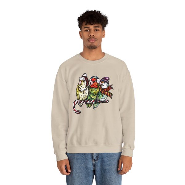 3 Lovebirds with Winter Wear, Perched on a Candy Cane Tee - Image 28