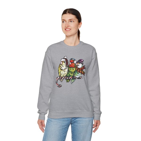 3 Lovebirds with Winter Wear, Perched on a Candy Cane Tee - Image 34