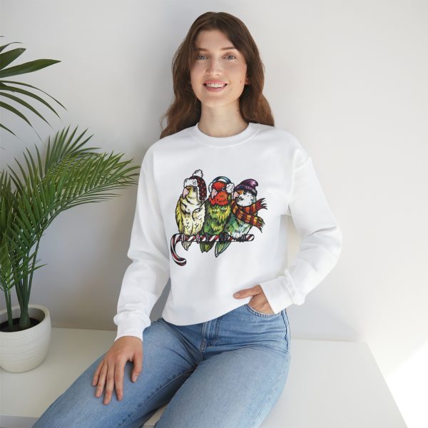 3 Lovebirds with Winter Wear, Perched on a Candy Cane Tee - Image 22