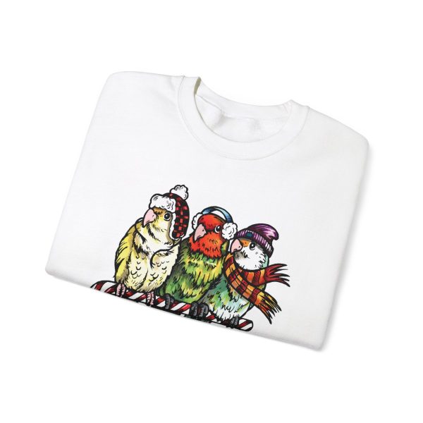 3 Lovebirds with Winter Wear, Perched on a Candy Cane Tee - Image 15