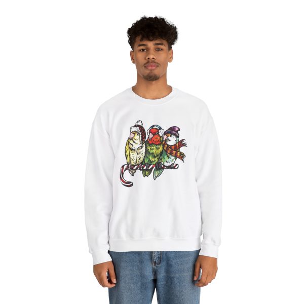 3 Lovebirds with Winter Wear, Perched on a Candy Cane Tee - Image 17