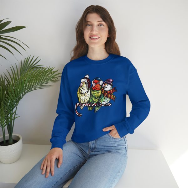 3 Lovebirds with Winter Wear, Perched on a Candy Cane Tee - Image 66