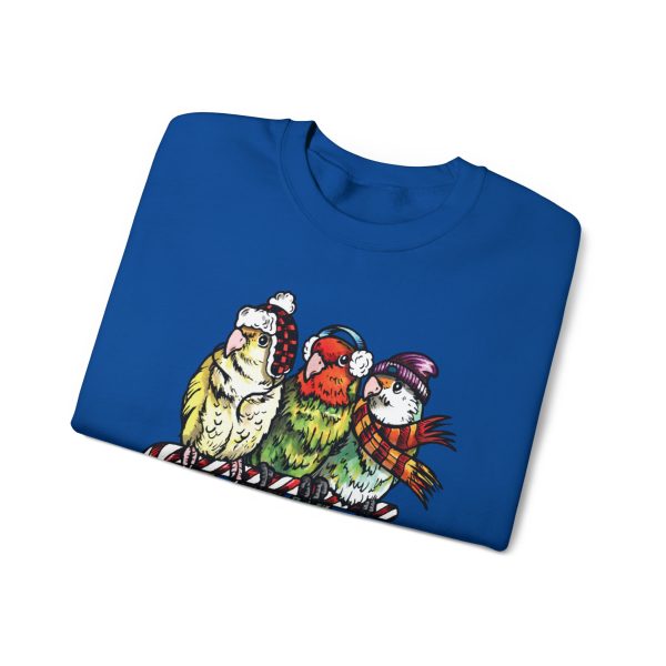 3 Lovebirds with Winter Wear, Perched on a Candy Cane Tee - Image 59